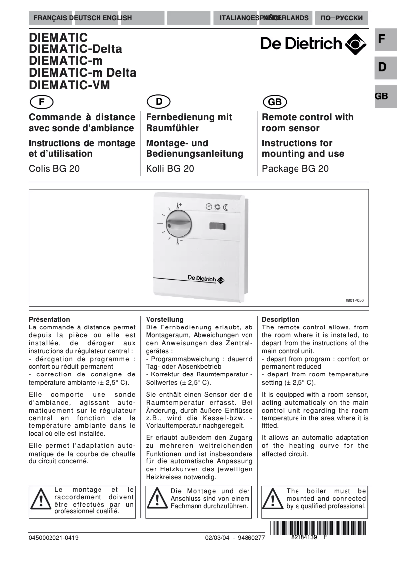 Image de la première page du manuel de l'appareil DIEMATIC-m
