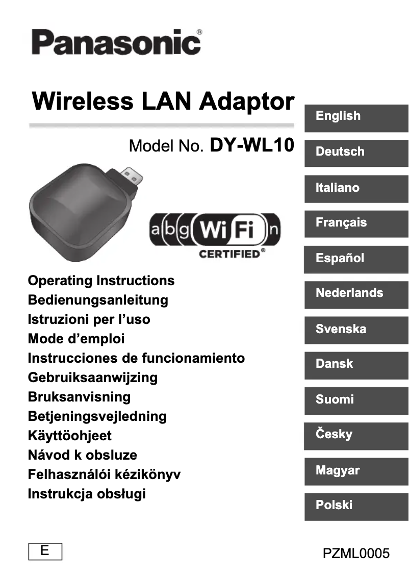 Page 1 de la notice Manuel utilisateur Panasonic DY-WL10