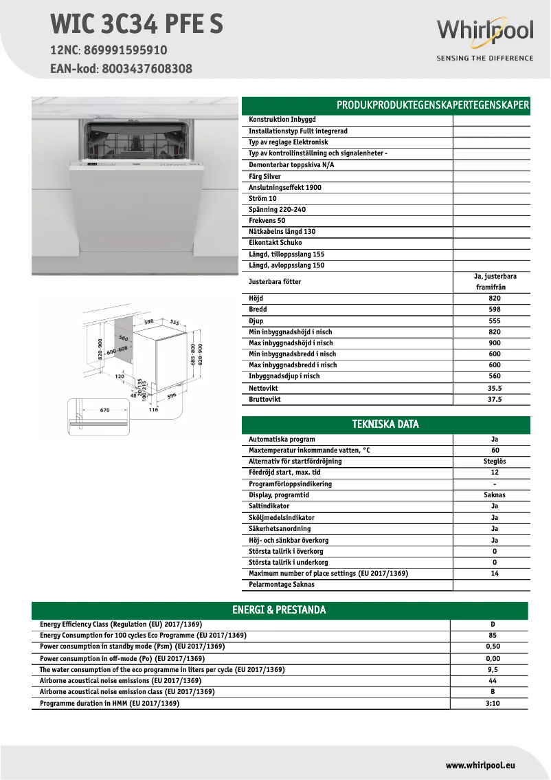 Image de la première page du manuel de l'appareil WIC 3C34 PFE S