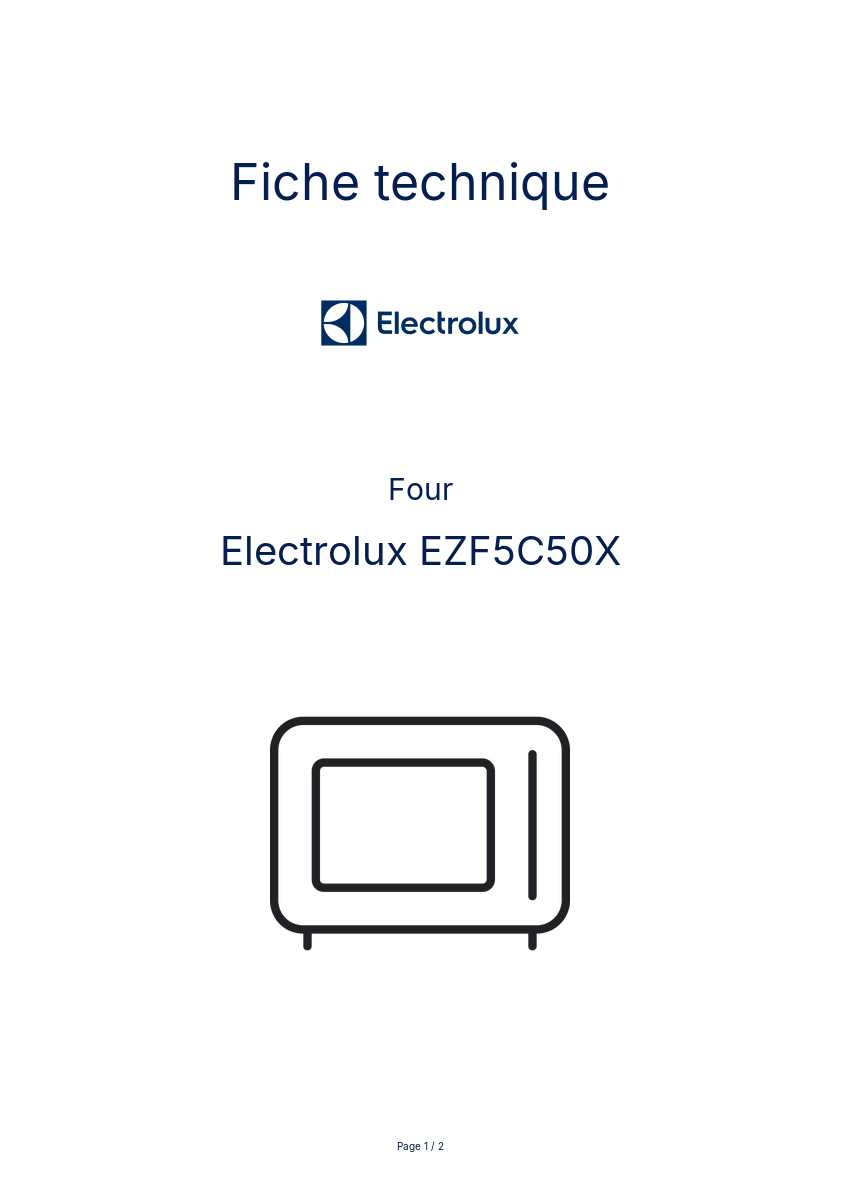 Page n°1 - Fiche technique Electrolux EZF5C50X