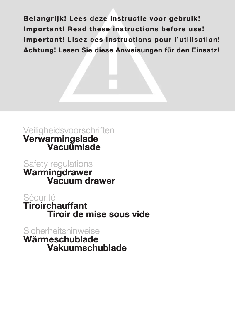 Page n°1 - Instructions de sécurité Atag BD1592B