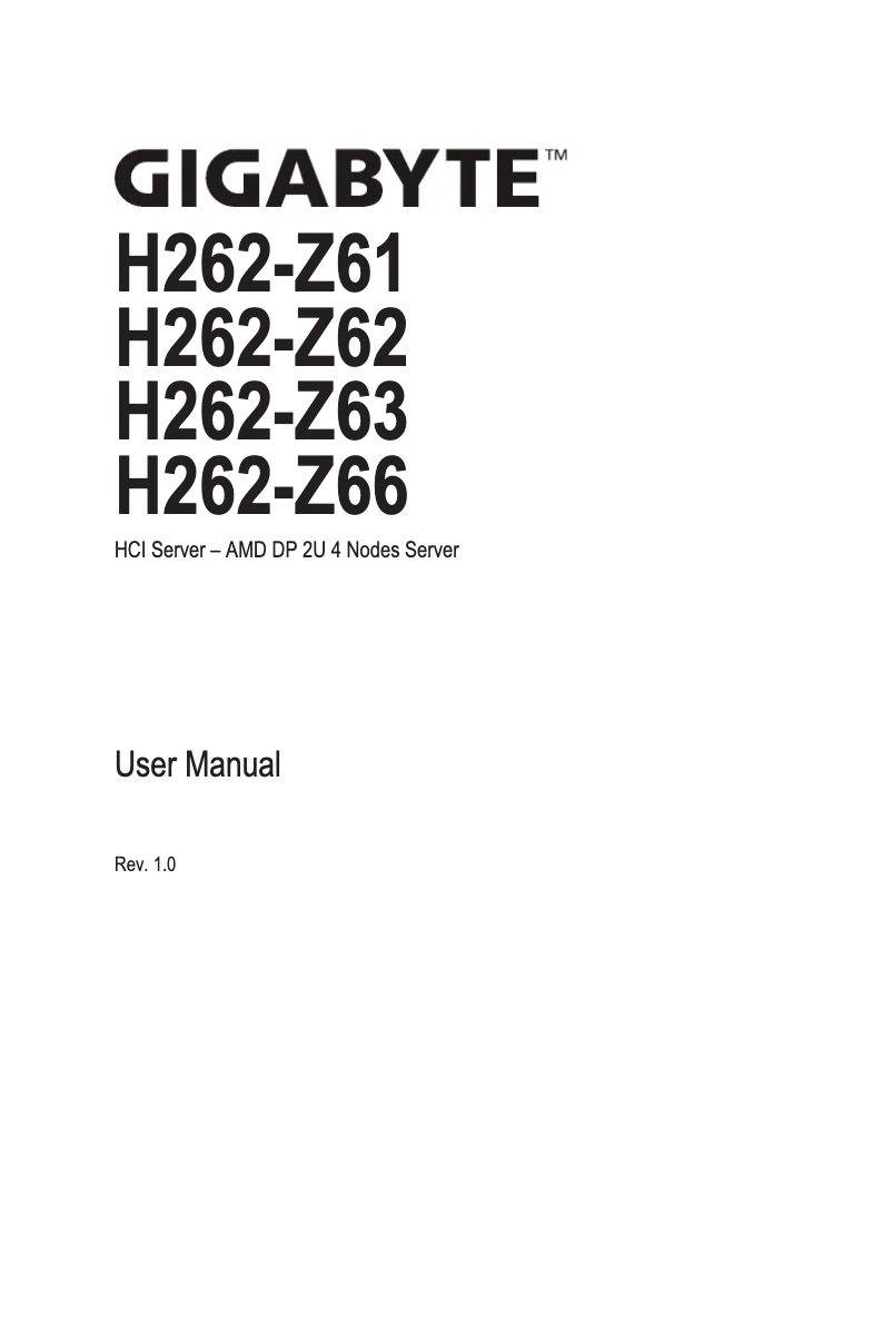 Image de la première page du manuel de l'appareil H262-Z61