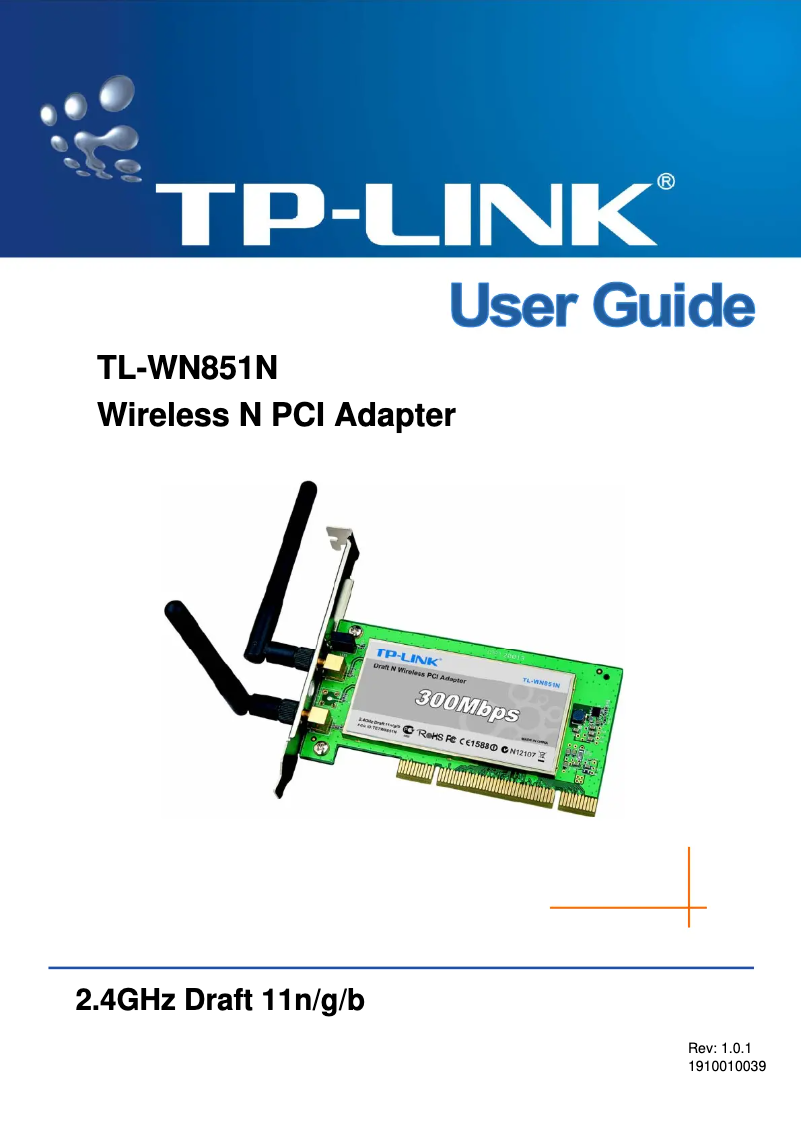 Page n°1 - Manuel utilisateur TP-Link 300Mbps Wireless N PCI Adapter
