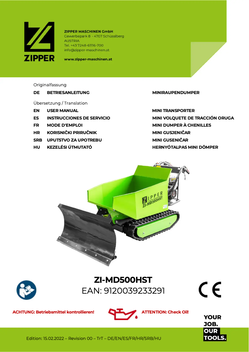 Page n°1 - Manuel utilisateur Zipper ZI-MD500HST