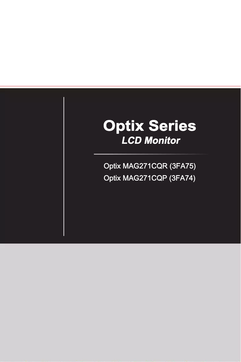 Page 1 de la notice Manuel utilisateur MSI Optix G271CQR