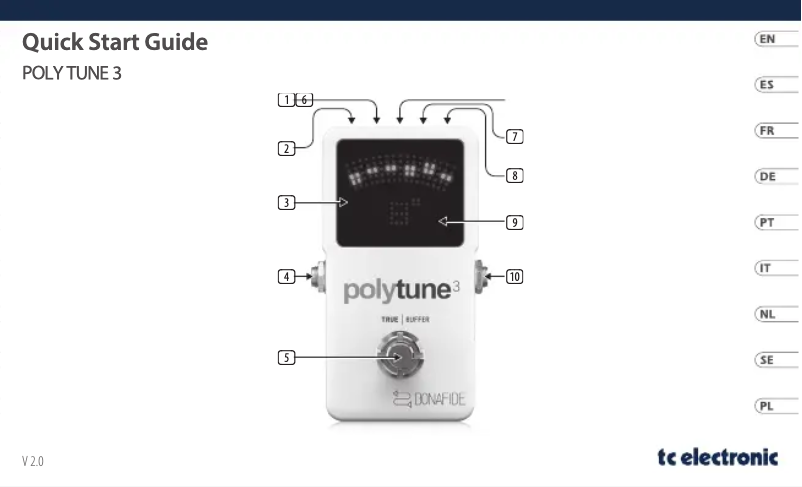 Page n°1 - Guide de démarrage rapide TC Electronic PolyTune 3