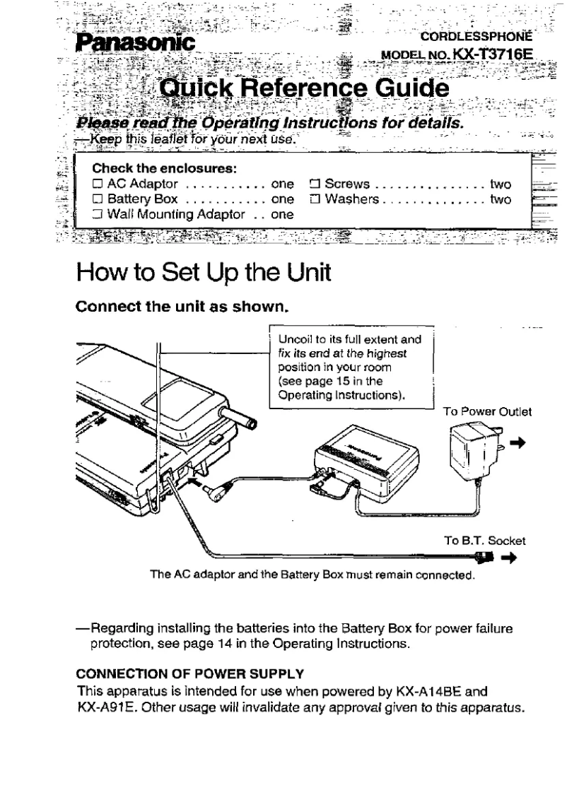 Page n°1 - Manuel utilisateur Panasonic KX-T3716E