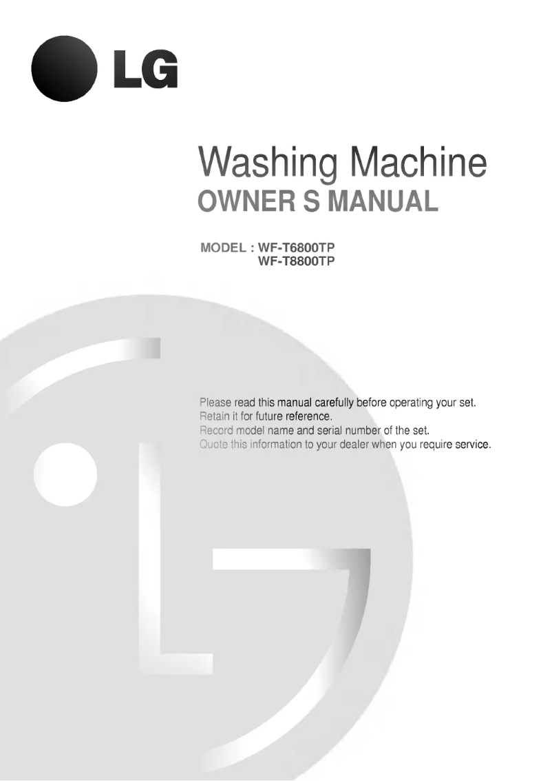 Page 1 de la notice Manuel utilisateur LG WF-T8800TP