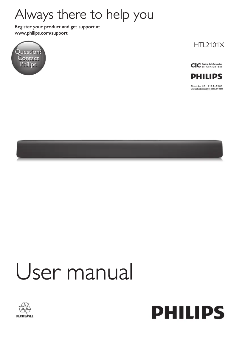 Page n°1 - Mode d'emploi Philips HTL2101X
