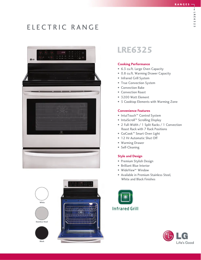 Page 1 de la notice Fiche technique LG LRE6325SW