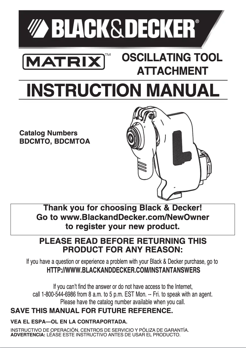 Image de la première page du manuel de l'appareil Matrix BDCMTOA