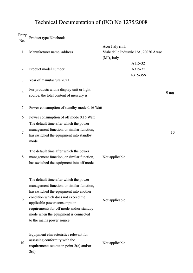 Página 1 del manual Ficha técnica Acer Aspire 3