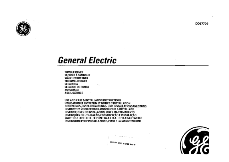 Page 1 de la notice Manuel utilisateur GE DDE7709