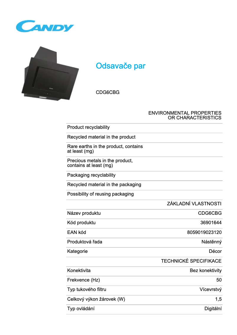 Image de la première page du manuel de l'appareil CDG6CBG