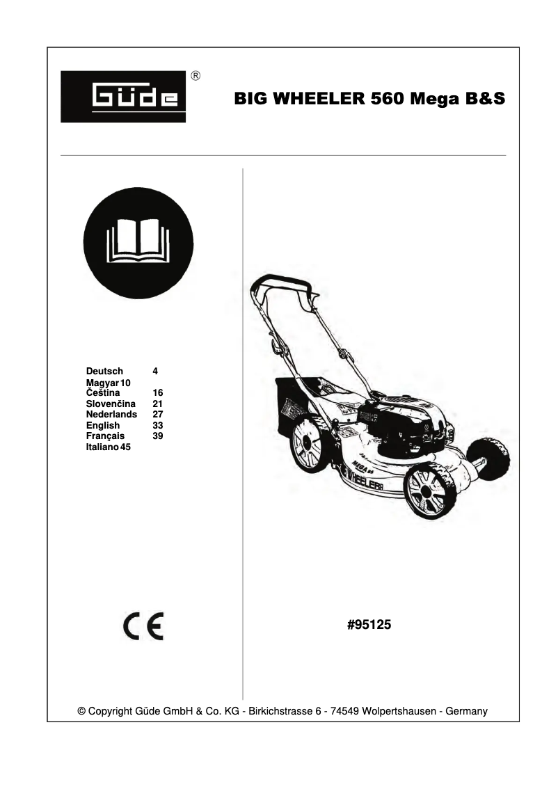 Page n°1 - Manuel utilisateur Güde Big Wheeler 560 Mega B&S