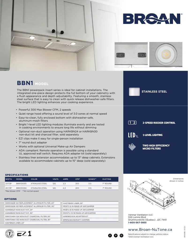 Page n°1 - Brochure Broan BBN1303SS