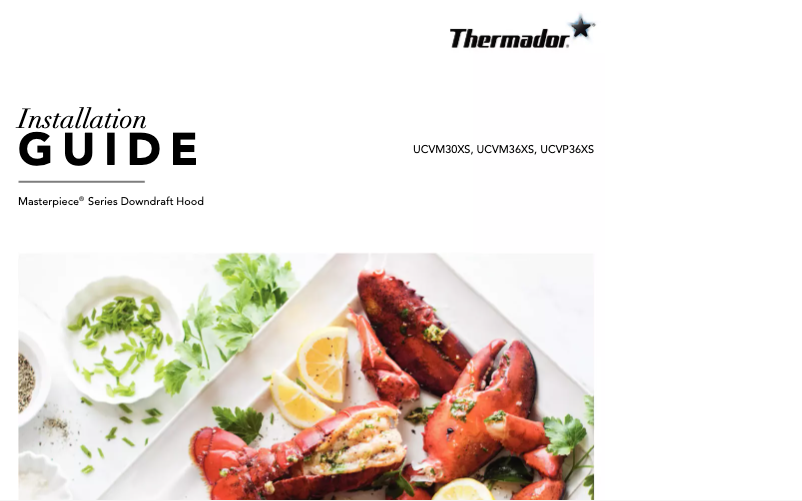 Page 1 de la notice Guide d'installation Thermador UCVP36XS