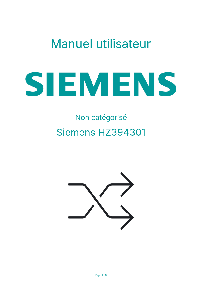 Page n°1 - Manuel utilisateur Siemens HZ394301