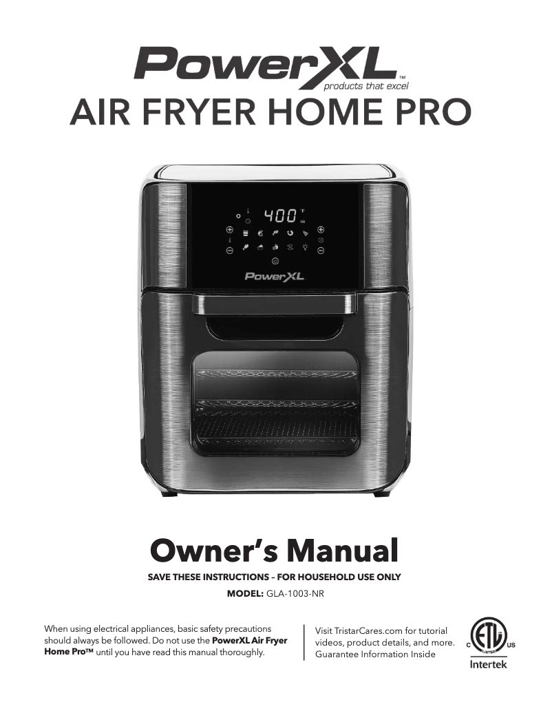 Image de la première page du manuel de l'appareil Air Fryer Home Pro GLA-1003-NR