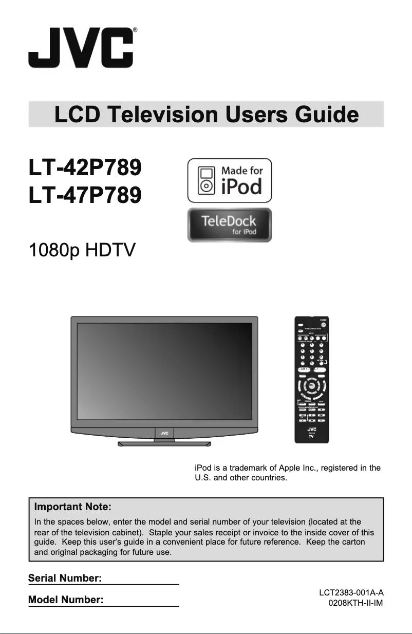 Image de la première page du manuel de l'appareil LT-42P789