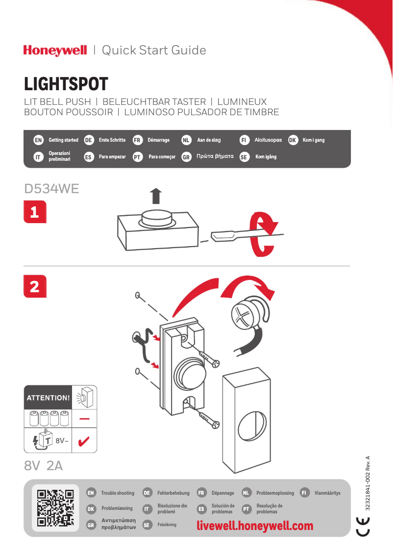 Page n°1 - Manuel utilisateur Honeywell D534WE