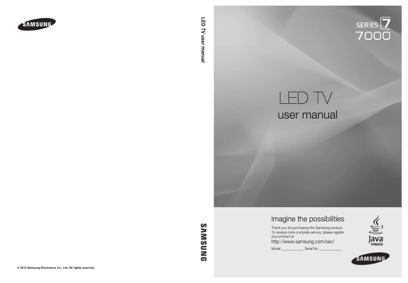 Page 1 de la notice Manuel utilisateur Samsung UN55C7000WF