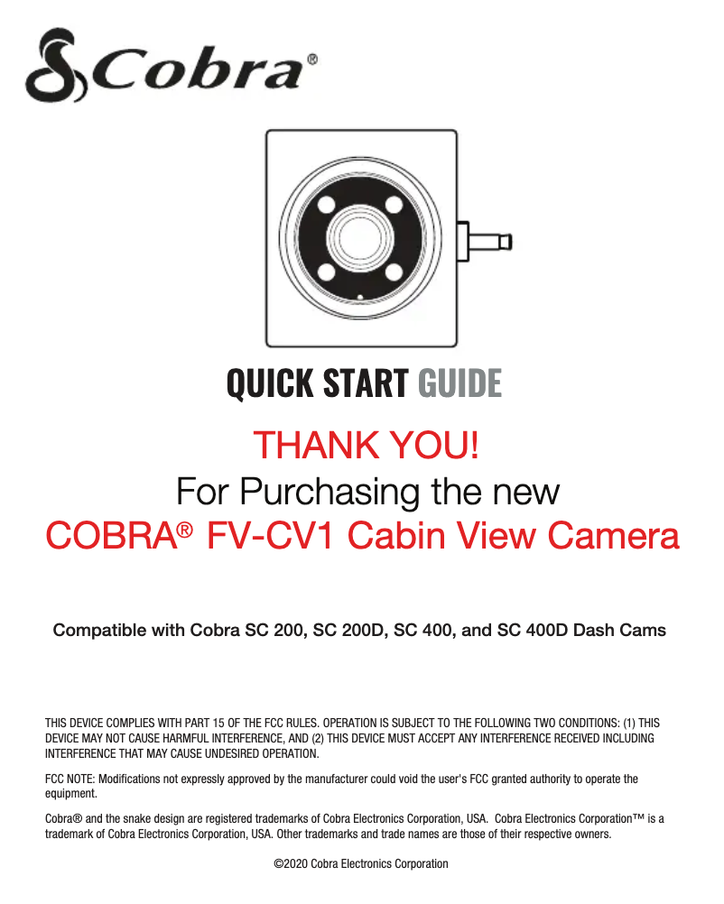 Page 1 de la notice Manuel utilisateur Cobra FV-CV1