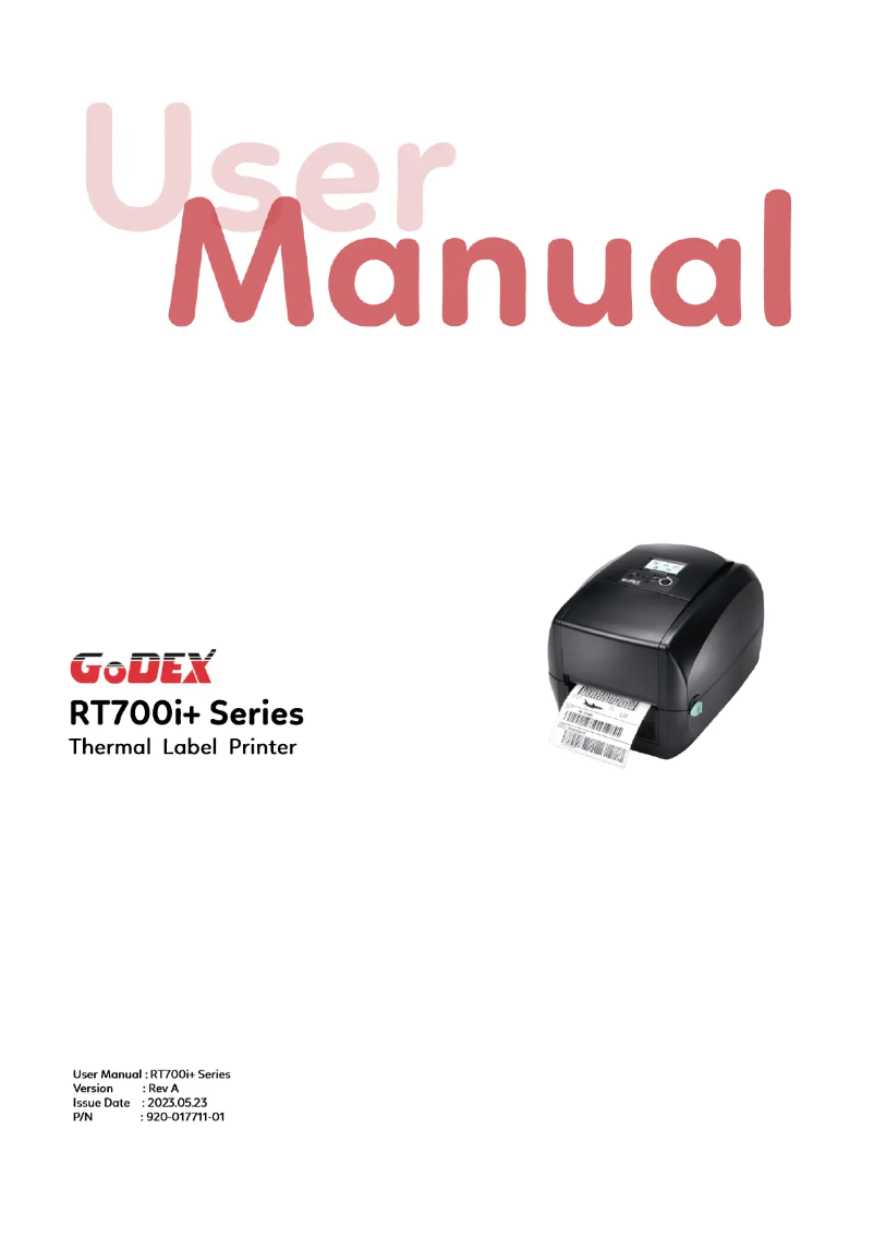 Page 1 de la notice Manuel utilisateur Godex RT700i+