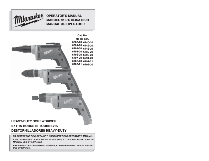Page n°1 - Manuel utilisateur Milwaukee 6742-80