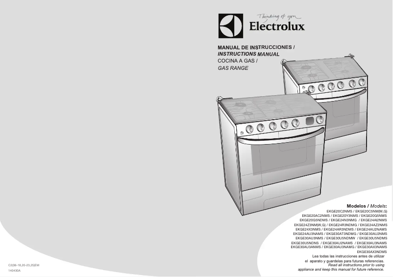 Page 1 de la notice Manuel utilisateur Electrolux EKGE30U5NDNS