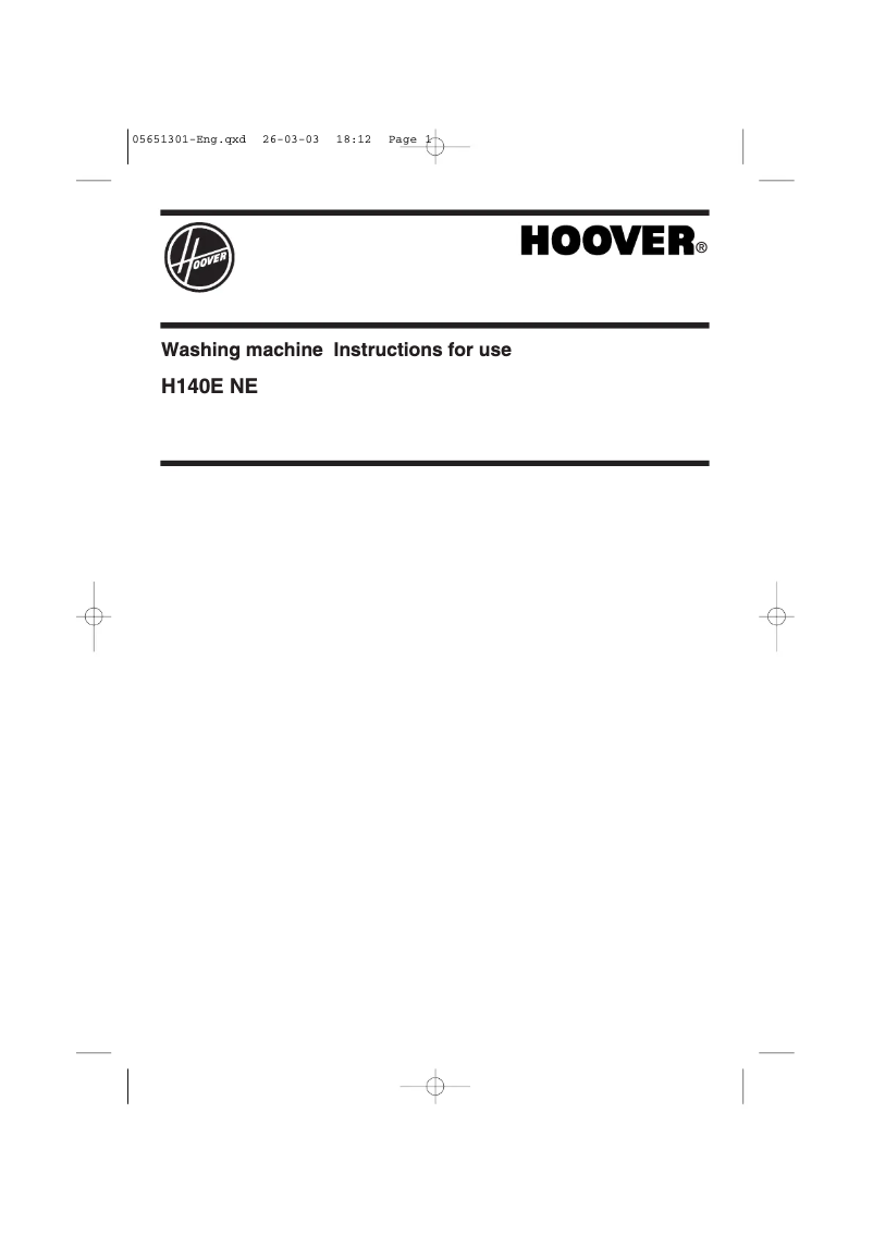 Page n°1 - Manuel utilisateur Hoover H140 E NE