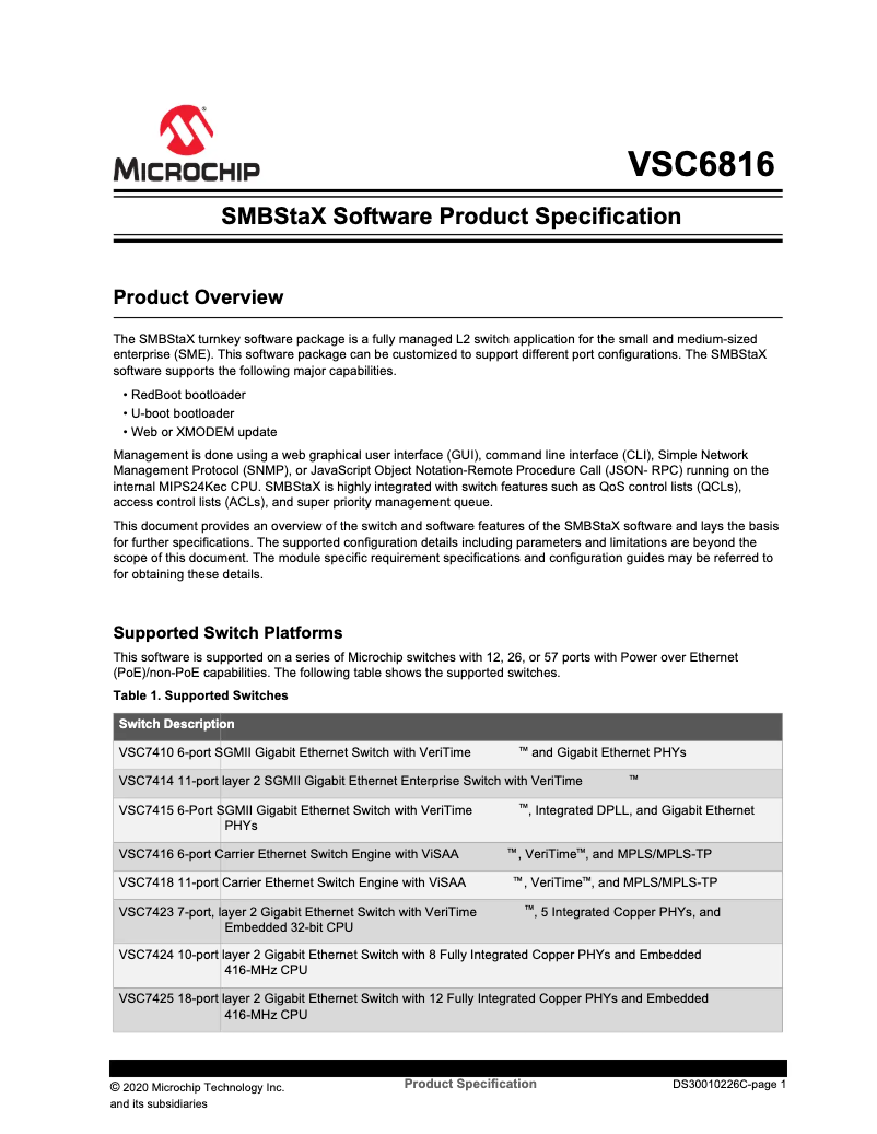 Page 1 de la notice Manuel utilisateur Microchip VSC6816-2023.03