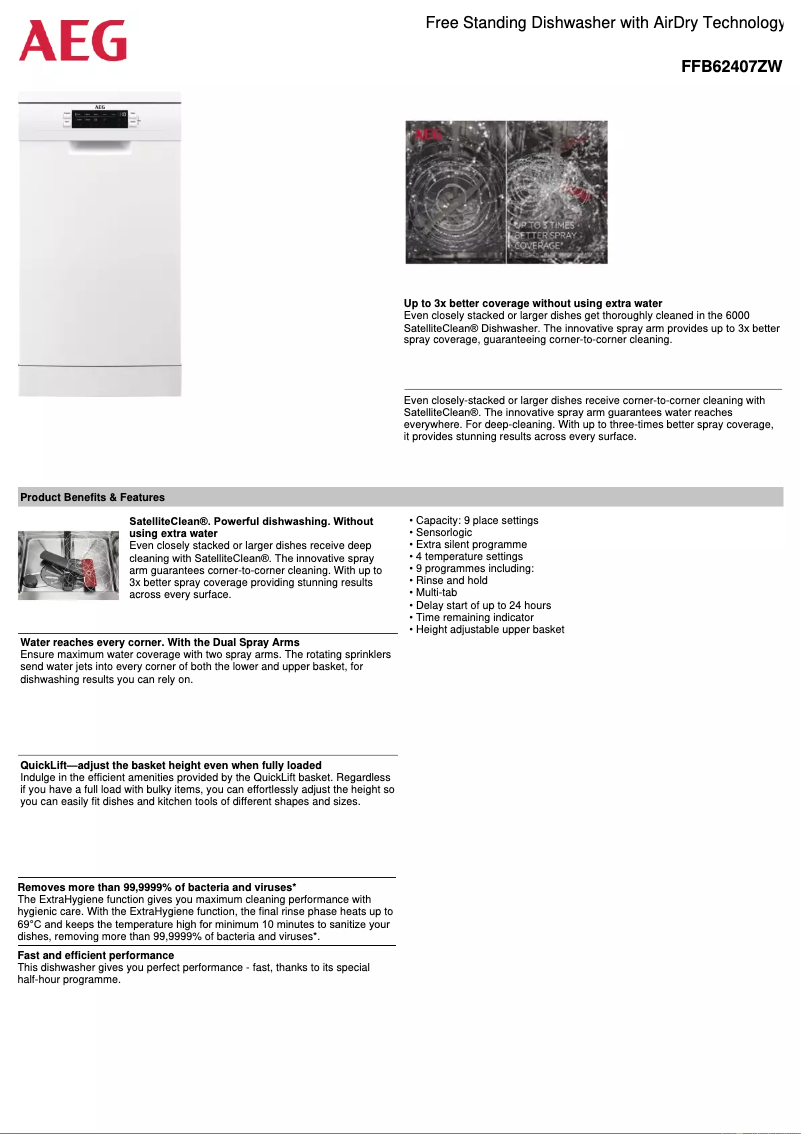 Página 1 del manual Ficha técnica AEG FFB62407ZW