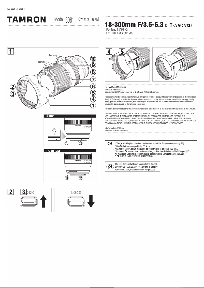 Page 1 de la notice Manuel utilisateur Tamron AF 18-300mm f / 3.5-6.3 Di III-A VC