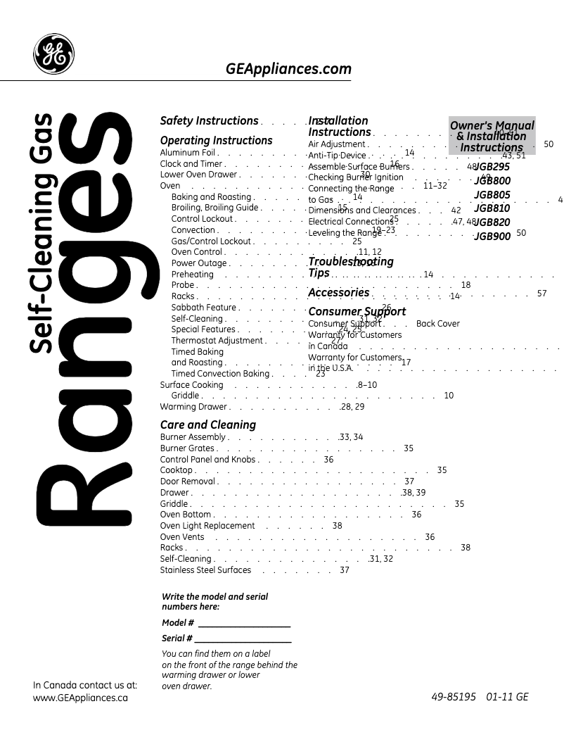 Page 1 de la notice Guide d'installation GE JGB900SEPSS