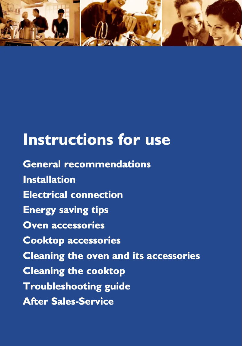 Page 1 de la notice Manuel utilisateur Bauknecht ESZH 5460/01 IN Fornuis