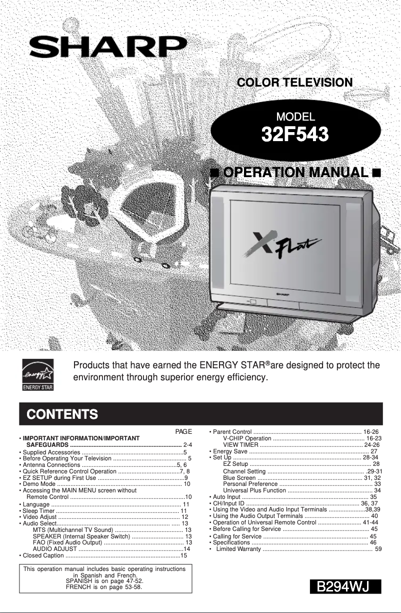Page n°1 - Manuel utilisateur Sharp 32F543