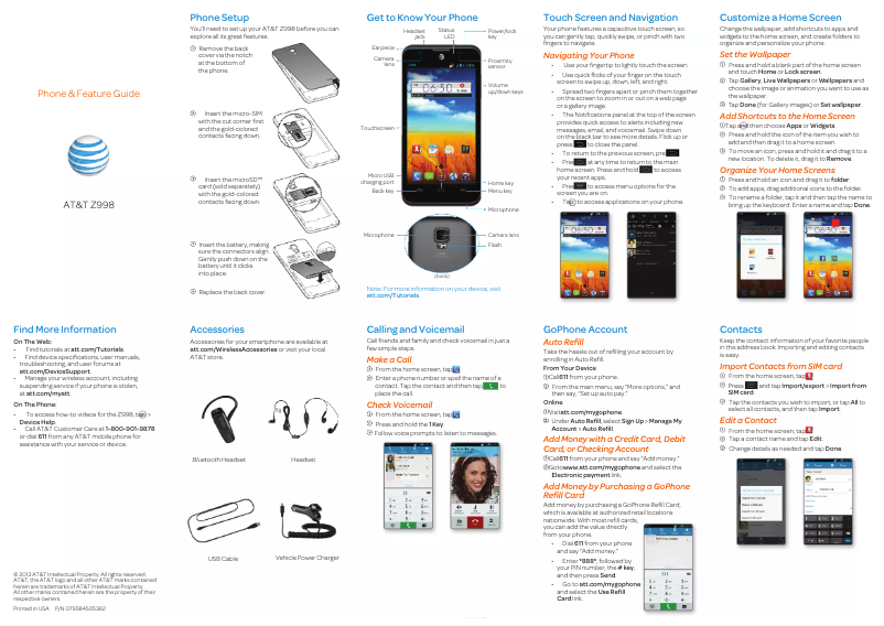 Página 1 del manual Manual de usuario ZTE Z998