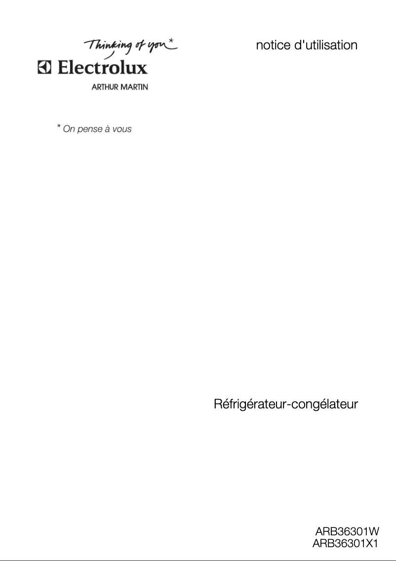 Page n°1 - Manuel utilisateur Arthur Martin-Electrolux ARB36301W1