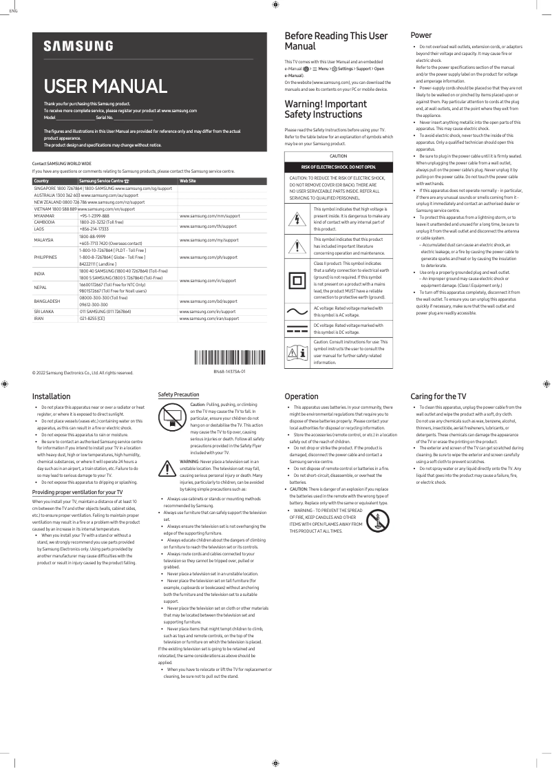 Page n°1 - Manuel utilisateur Samsung QA55LS01BA