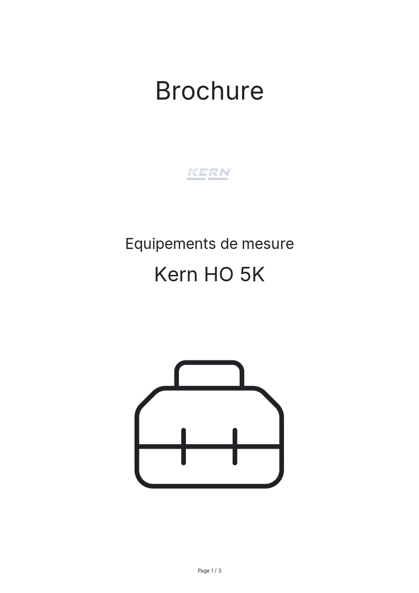 Page n°1 - Brochure Kern HO 5K