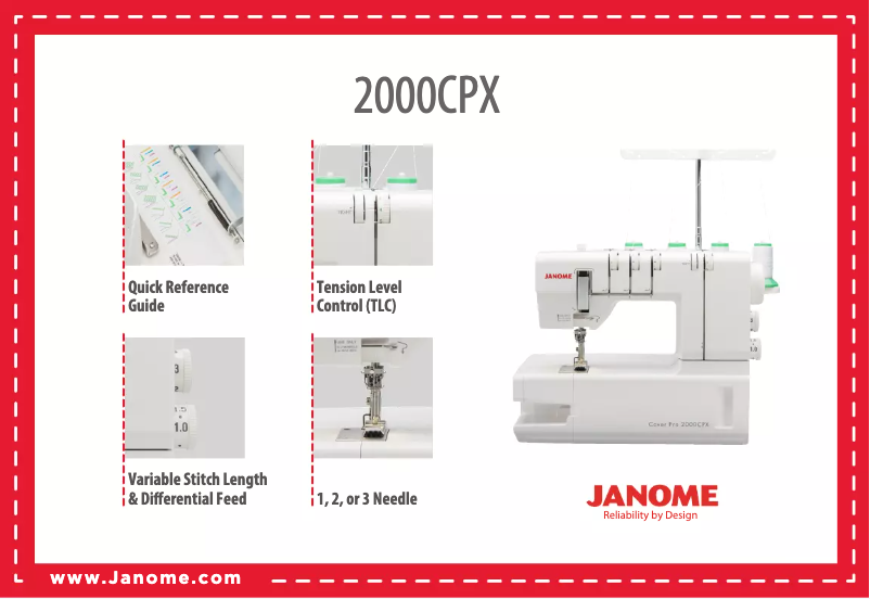 Page n°1 - Fiche technique Janome CoverPro 2000CPX