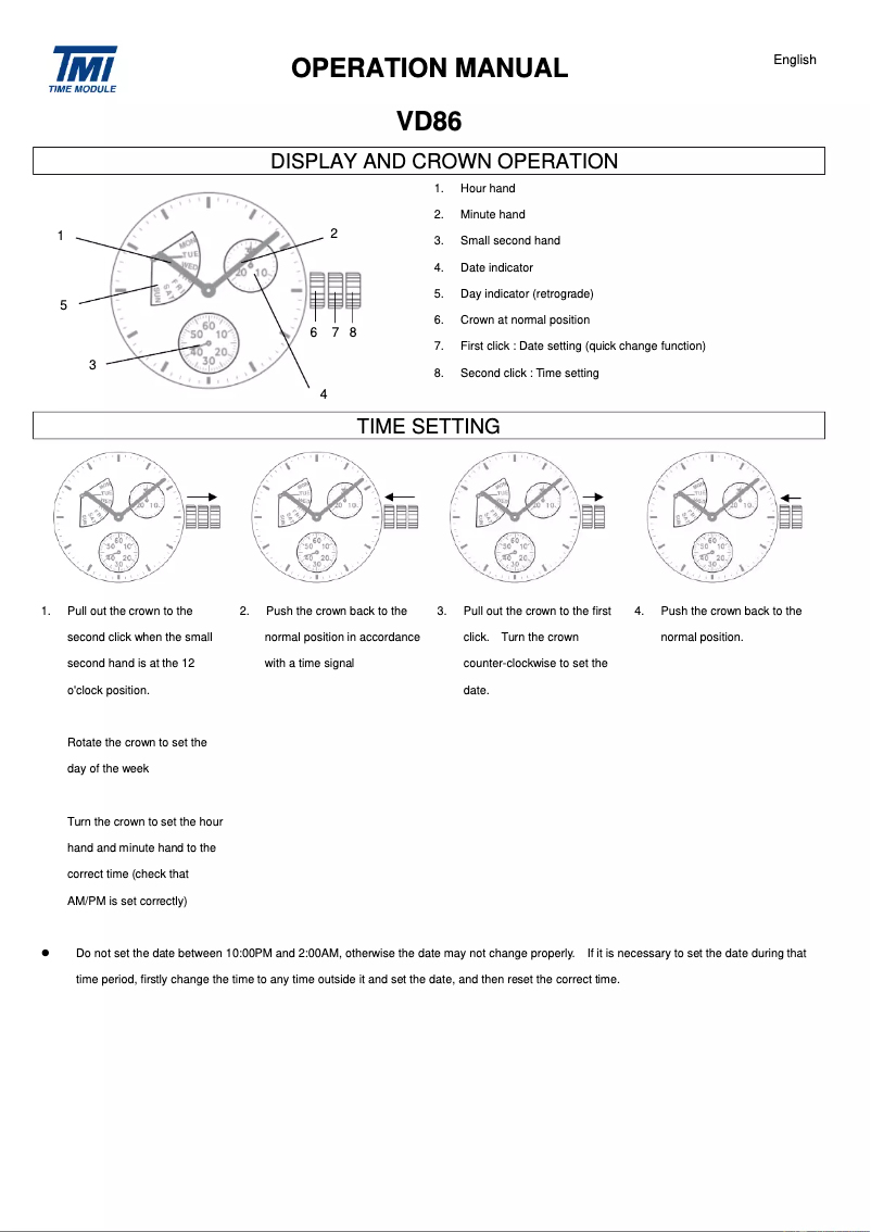Page 1 de la notice Manuel utilisateur TMI VD86