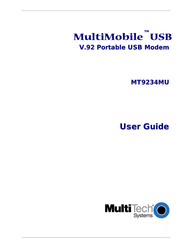 Page n°1 - Manuel utilisateur Multitech MultiMobile USB