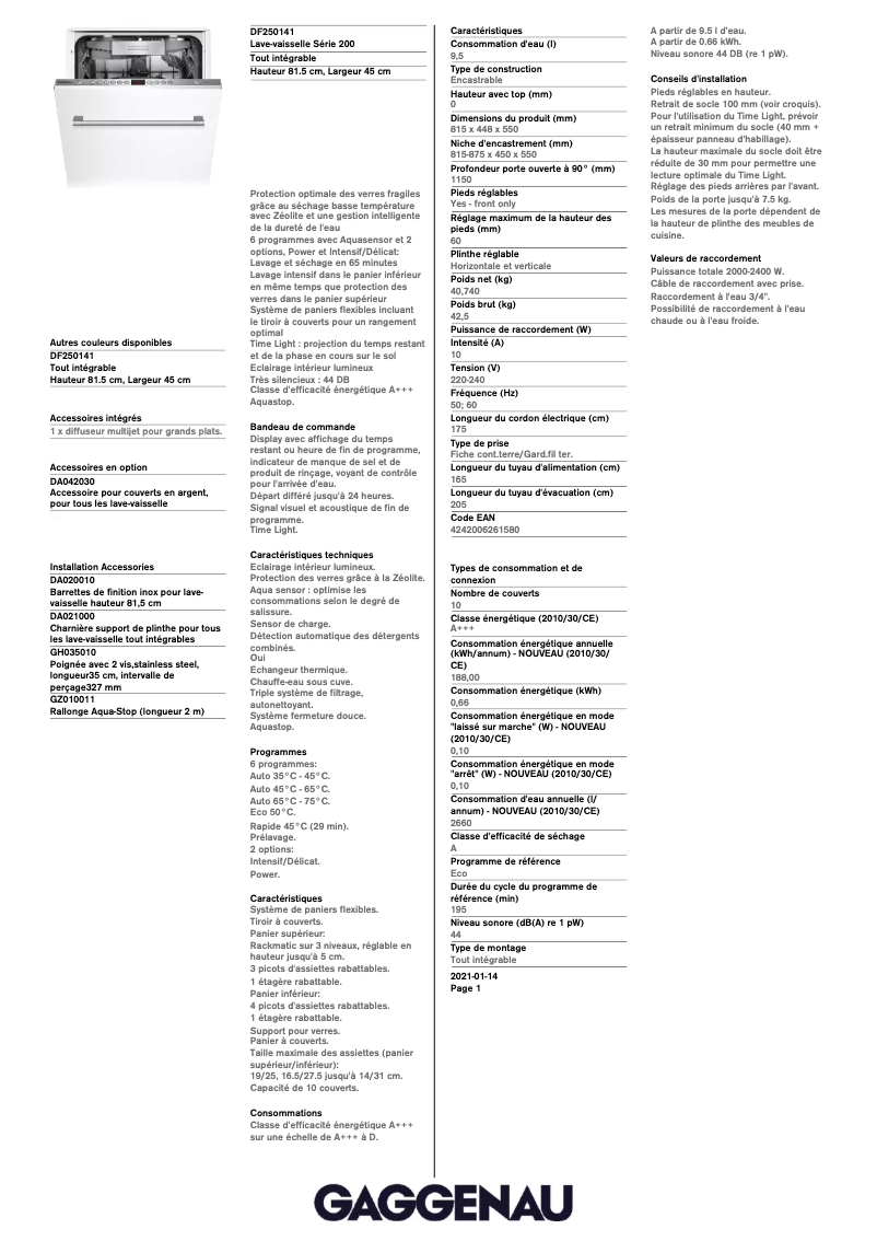 Image de la première page du manuel de l'appareil DF250141