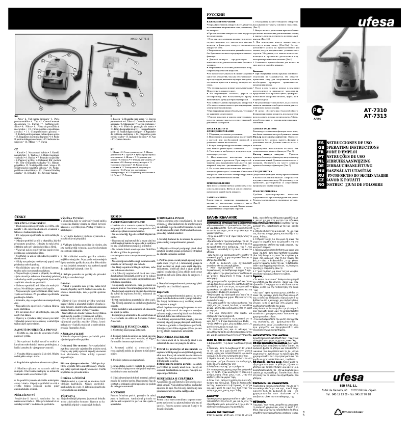 Page 1 de la notice Manuel utilisateur Ufesa AT7313