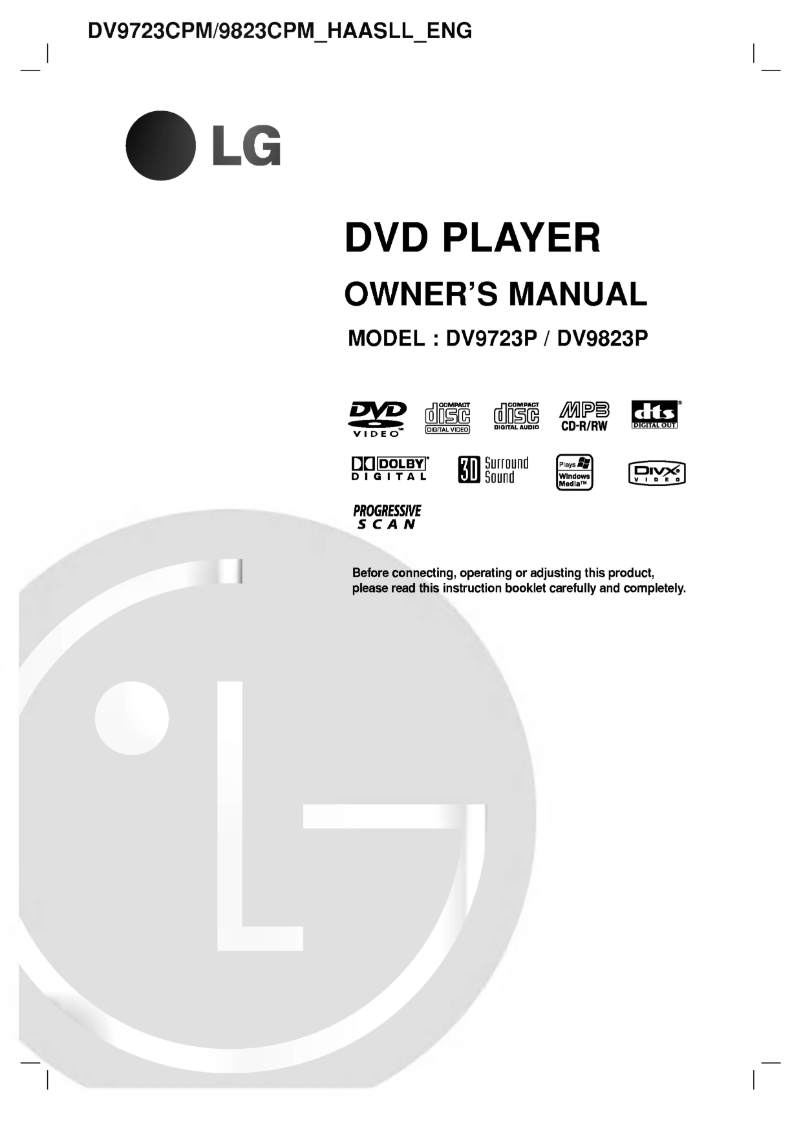 Page 1 de la notice Manuel utilisateur LG DV9823CPM