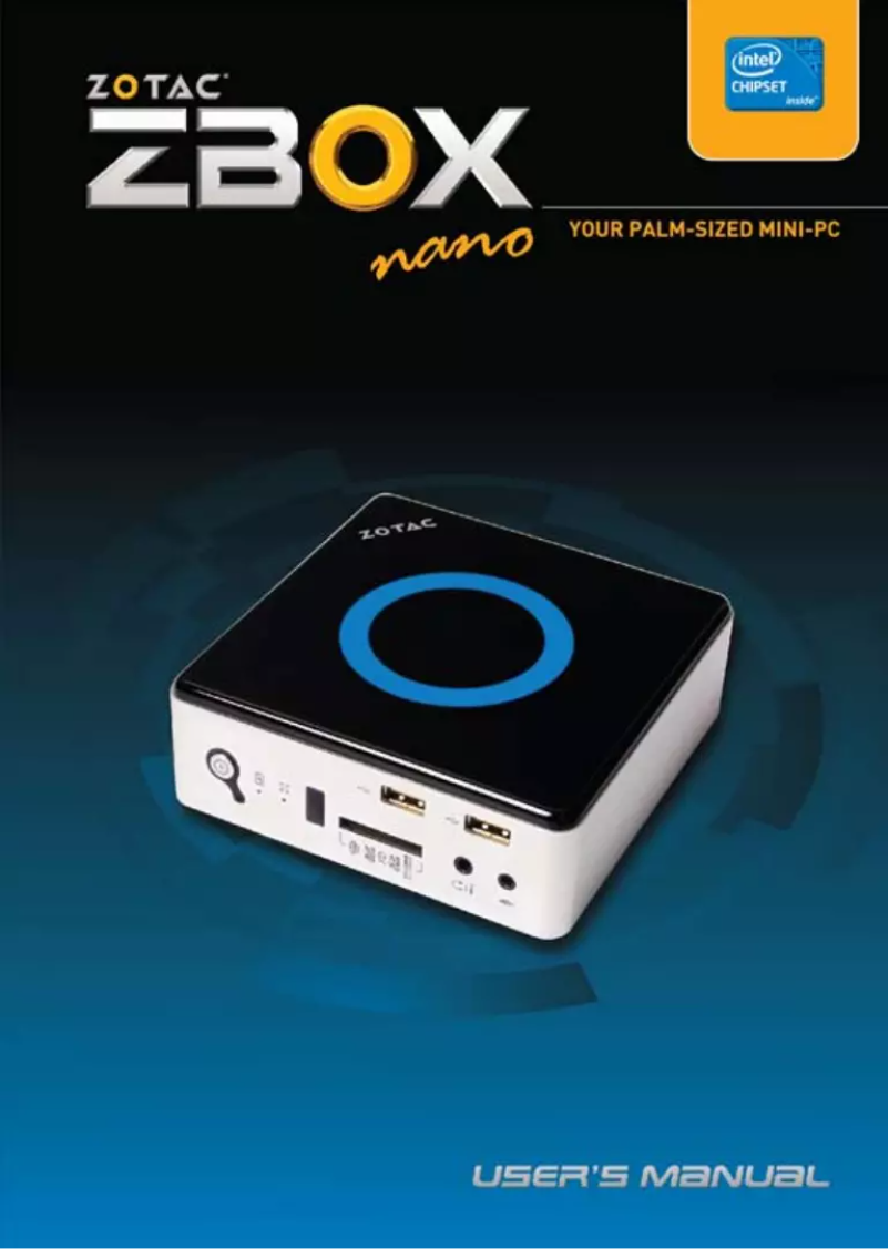 Image de la première page du manuel de l'appareil ZBOX nano ID63 Plus