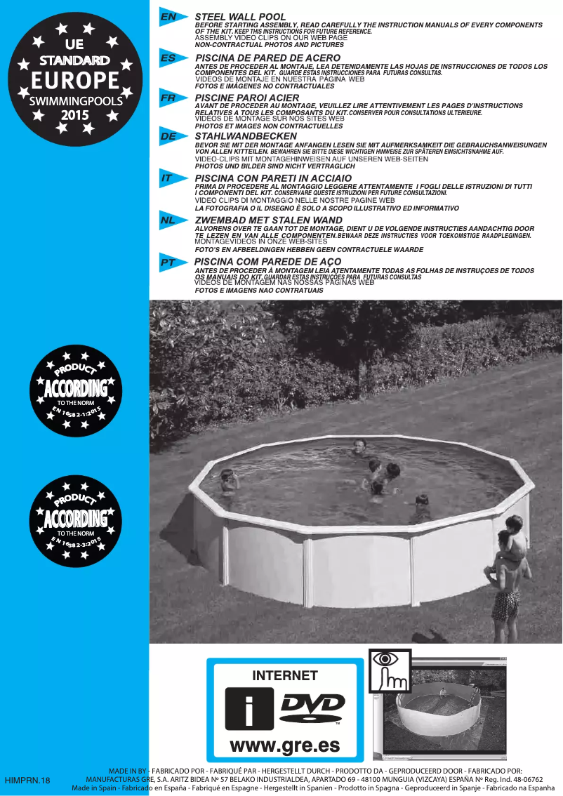 Page 1 de la notice Manuel utilisateur Gre KIT730GF