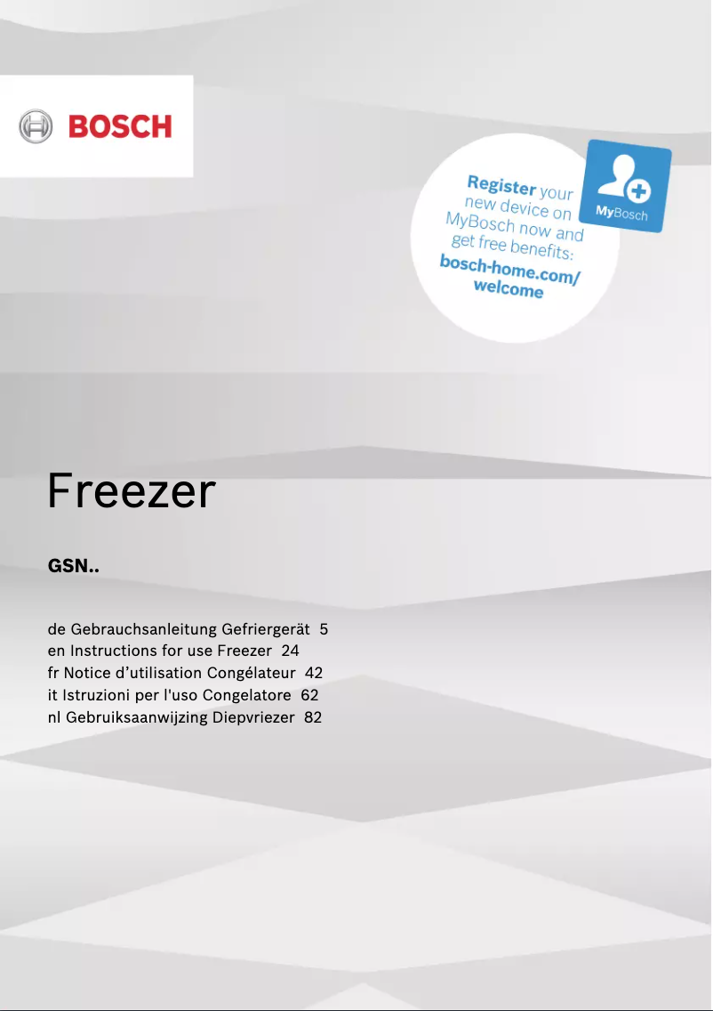 Page n°1 - Manuel utilisateur Bosch GSN51EWCV